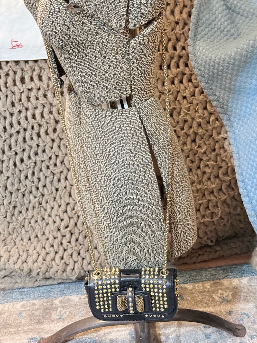 Black Christian Louboutin Sweet Charity  studded crossbody